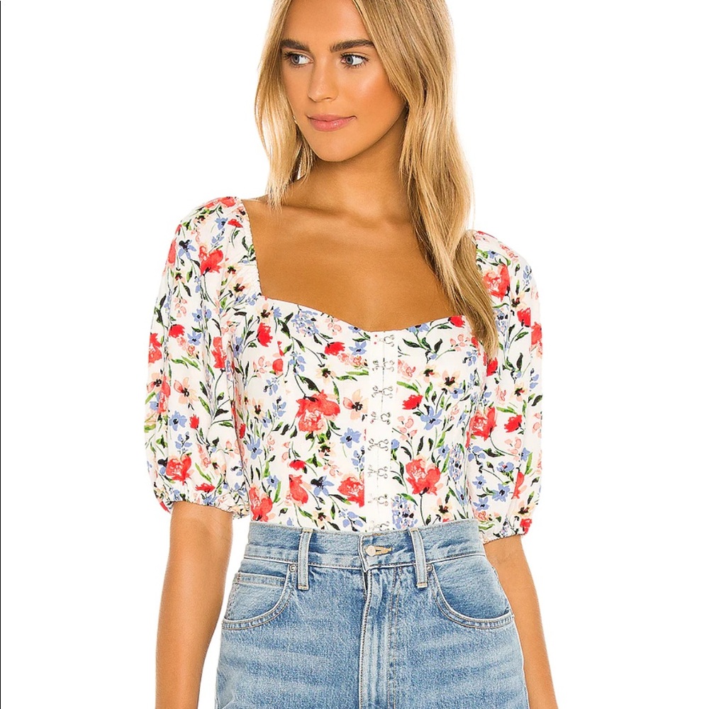 ASTR the label hook and eye square neck top, size small